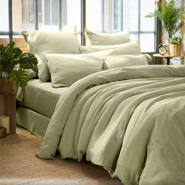 Copripiumino garza di cotone (280 x 240 cm) Ga�a Verde tiglio