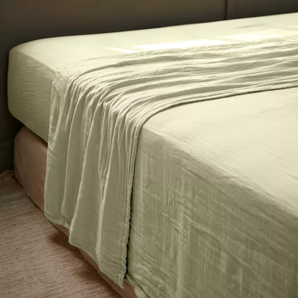 Drap plat gaze de coton (240 x 300 cm) Ga�a Vert tilleul