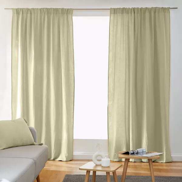 Cortina de gasa de algod�n cinta fruncidora (140 x 240 cm) Ga�a Verde tilo