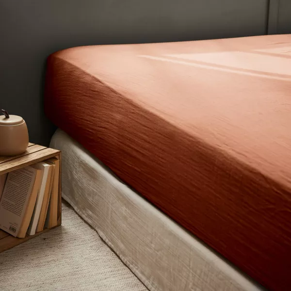 Drap housse gaze de coton (200 x 200 cm) Ga�a Terracotta 