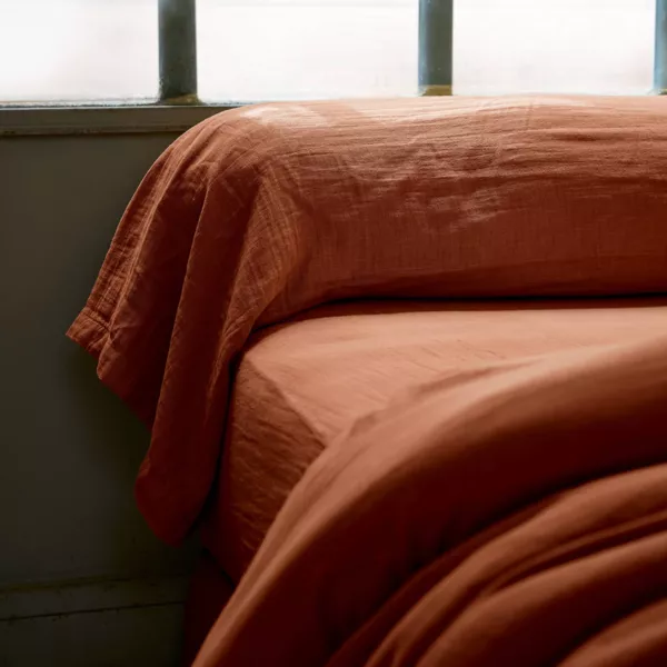 Taie de traversin gaze de coton (L185 cm) Ga�a Terracotta