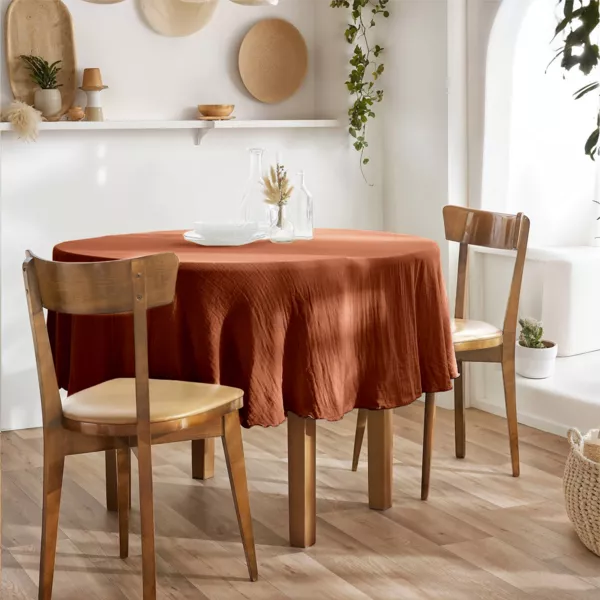 Nappe ronde gaze de coton (180 cm) Ga�a Terracotta