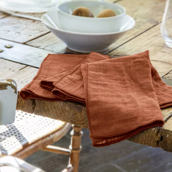 Set di 3 tovaglioli garza di cotone Ga�a Terracotta