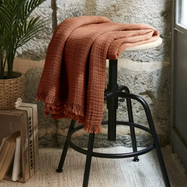 Plaid Katoengaas (130 x 160 cm) Ga�a Terracotta