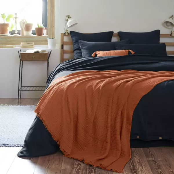 Plaid garza di cotone (220 cm) Ga�a Terracotta
