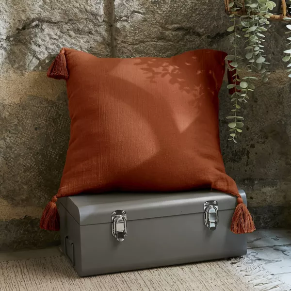 Coj�n cuadrado en gasa de algod�n (40 cm) Ga�a Terracota