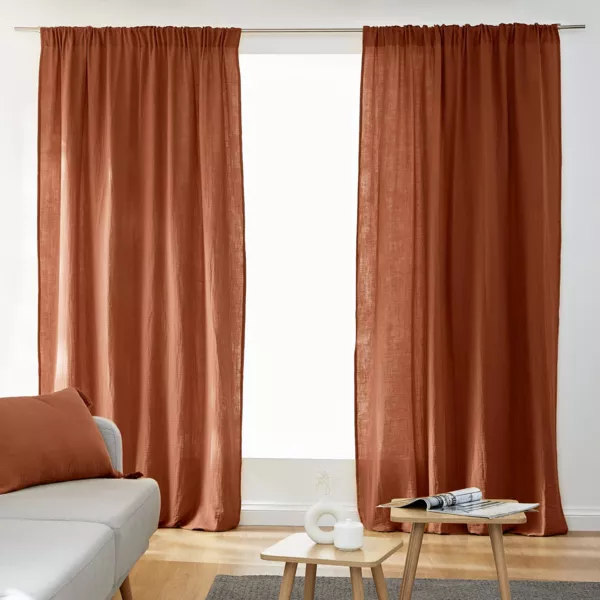 Rideau gaze de coton galon fronceur (180 x 240 cm) Ga�a Terracotta