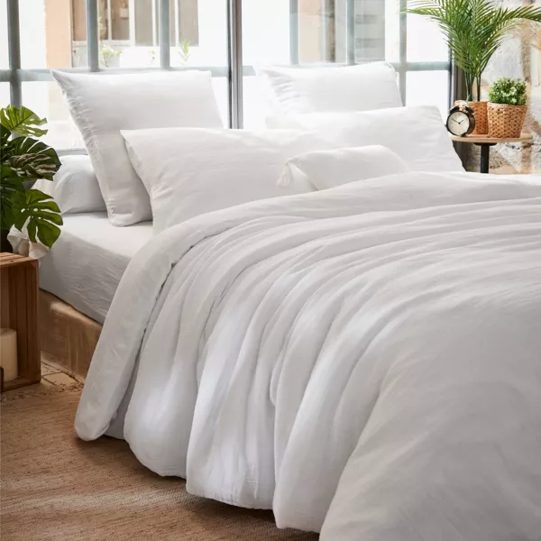 Copripiumino garza di cotone (260 x 240 cm) Gaïa Bianco chantilly