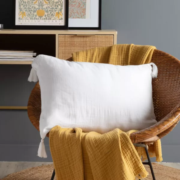 Cuscino rettangolare in garza di cotone (40 x 60 cm) Ga�a Bianco Chantilly