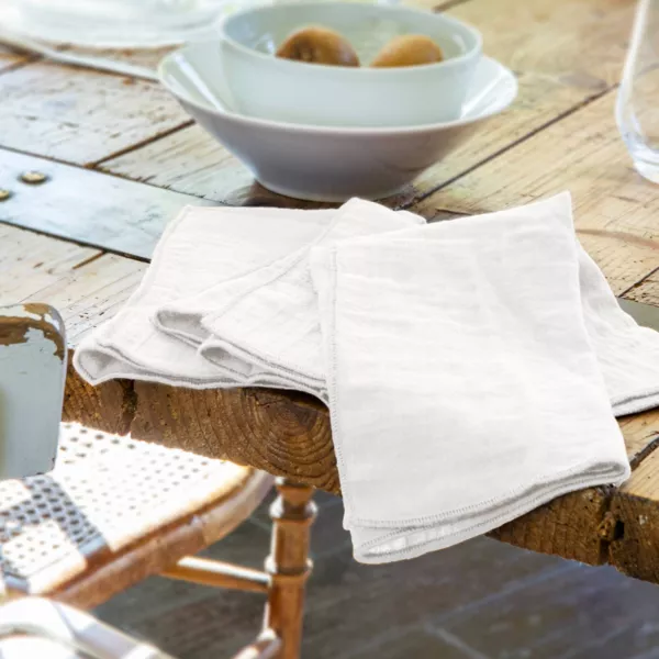 Set di 3 tovaglioli garza di cotone Ga�a Bianco chantilly