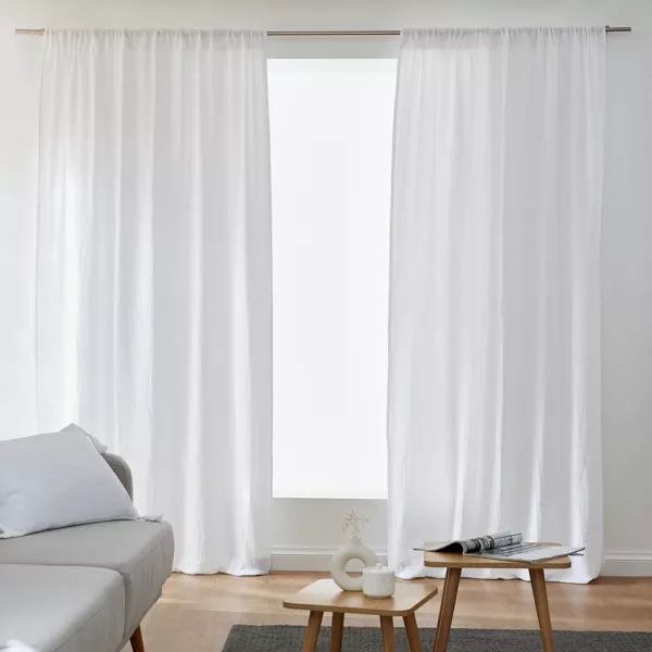 Cortina de gasa de algod�n cinta fruncidora (180 x 240 cm) Ga�a Blanco chantilly