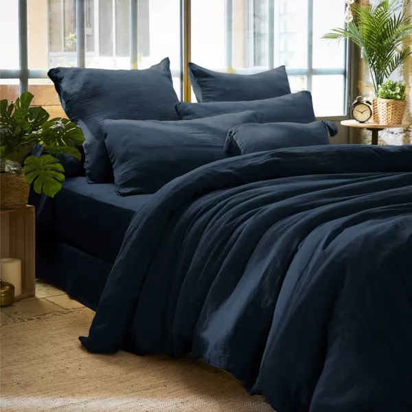 Housse de couette gaze de coton (280 x 240 cm) Ga�a Bleu nuit