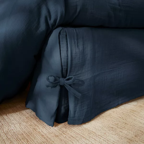 Cache-sommier Gaze de coton (180 x 200 cm) Ga�a Bleu nuit