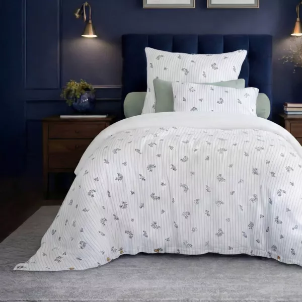 Wende-Bettbezug aus Baumwoll-Gaze (140 x 200 cm) Ga�a Iris Blau