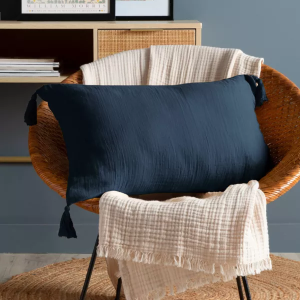 Coj�n rectangular en gasa de algod�n (40 x 60 cm) Ga�a Azul noche