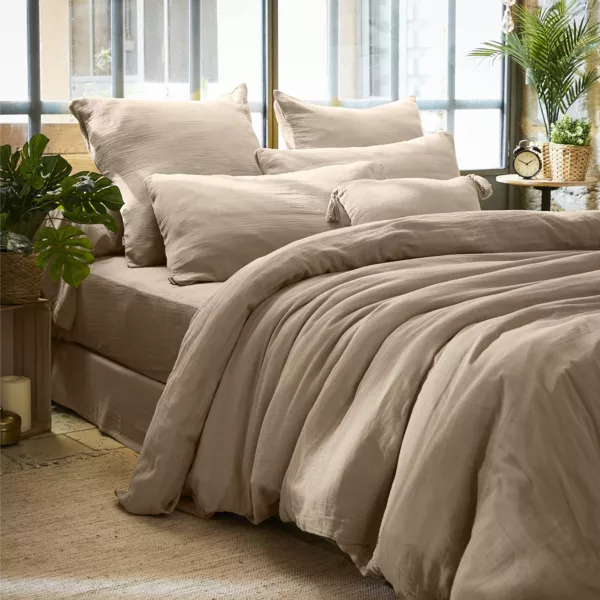 Housse de couette gaze de coton (280 x 240 cm) Gaïa Ficelle