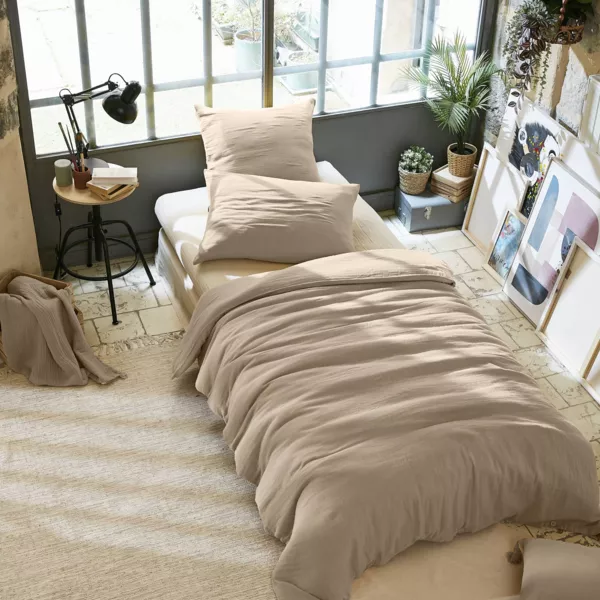 Funda n�rdica de gasa de algod�n (140 x 200 cm) Ga�a Marr�n cuerda