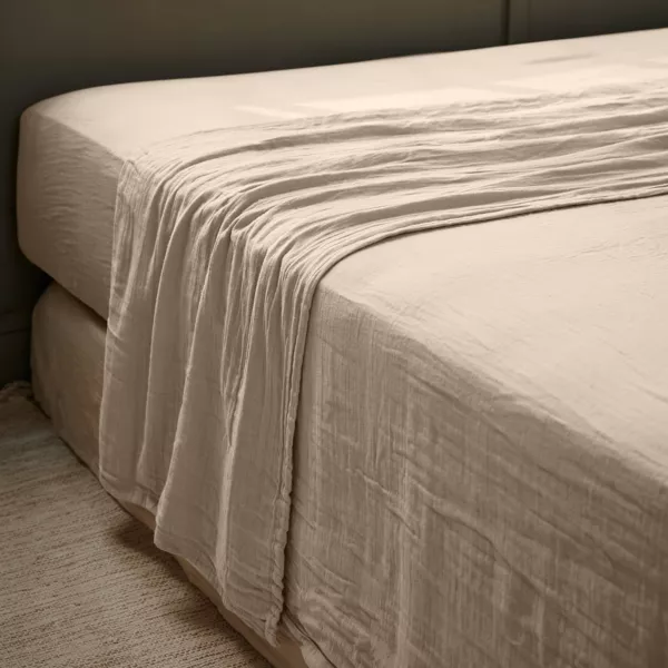 Plat katoenen gaas laken (270 x 300 cm) Ga�a Bruin touw