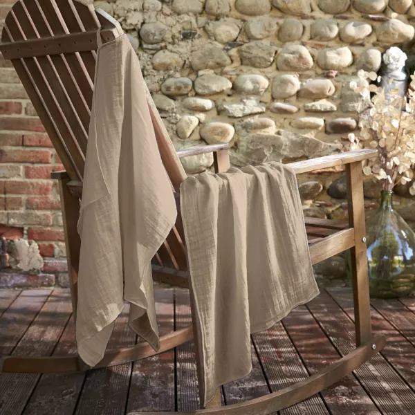 Set van 2 katoenen gaas handdoeken (50 x 70 cm) Ga�a Bruine touwkleur