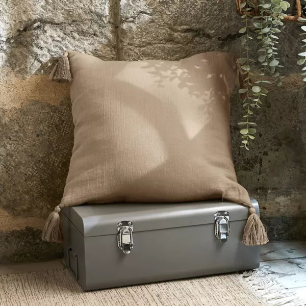 Coussin carr� gaze de coton (40 x 40 cm) Ga�a Ficelle