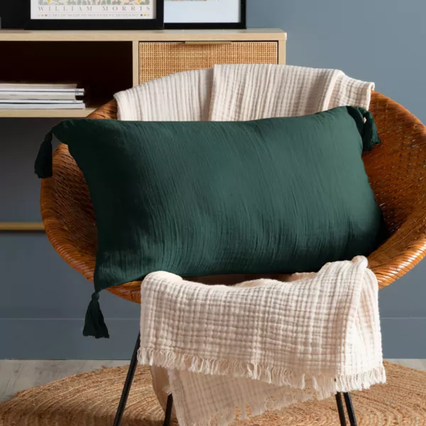 Cuscino rettangolare in doppia garza di cotone (40 x 60 cm) Ga�a Verde Abete