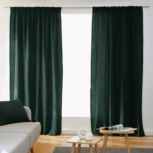 Vorhang aus Musselin mit Kr?uselband (140 x 240 cm) Ga�a Tannengr�n