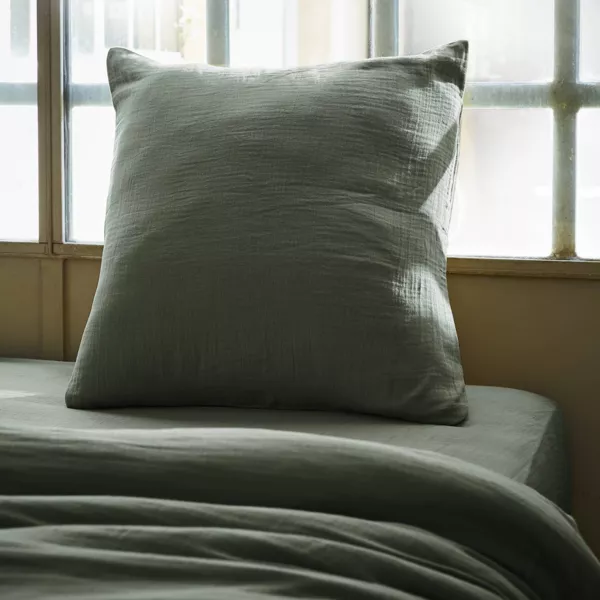 Quadratischer Musselin-Kopfkissenbezug (60 x 60 cm) Ga�a Rosmaringr�n