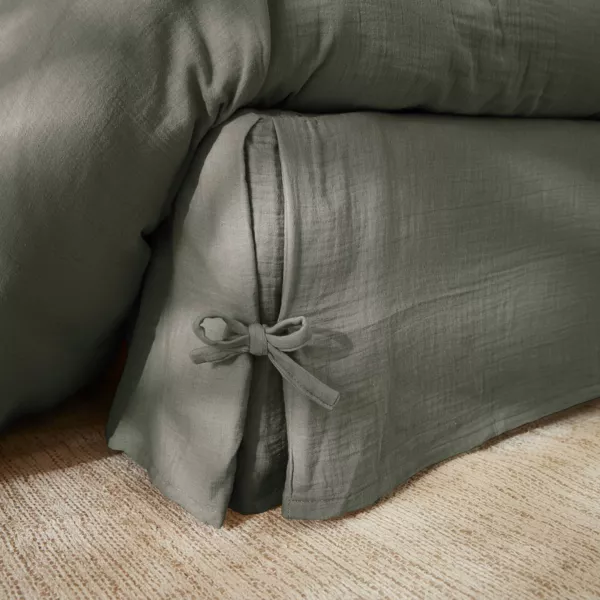 Boxspring hoes Katoengaas (90 x 190 cm) Ga�a Rozemarijngroen