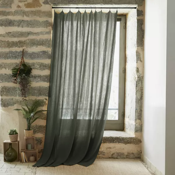 H�henverstellbarer Musselin-Vorhang (140 x max. 300 cm) Ga�a Rosmaringr�n