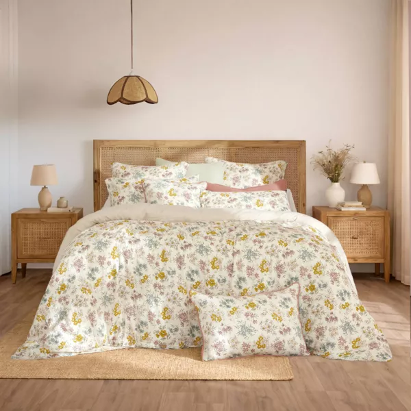 Housse de couette r�versible gaze de coton (240 x 220 cm) Ga�a aquarelle Multicolore