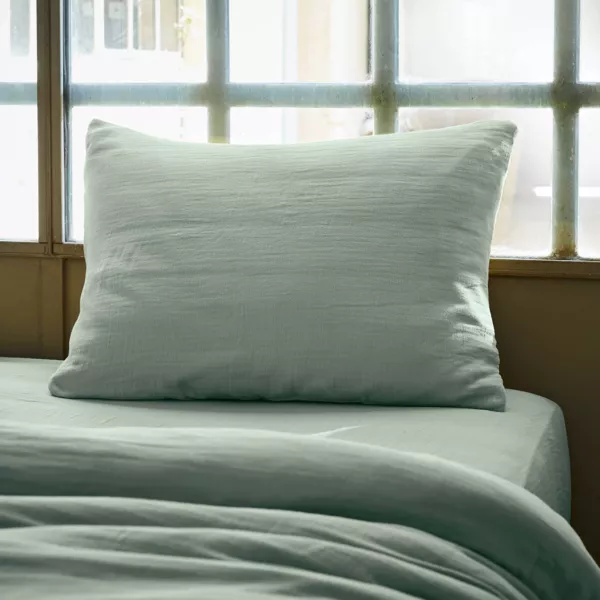 Federa per cuscino rettangolare garza di cotone (50 x 70 cm) Gaia Verde eucalipto