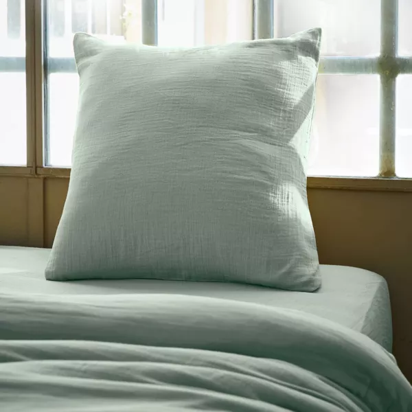 Federa per cuscino quadrata in garza di cotone (60 x 60 cm) Ga�a Verde eucalipto