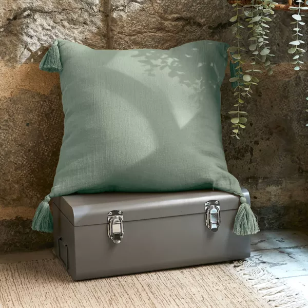 Cuscino quadrato in garza di cotone (40 x 40 cm) Gaia Verde eucalipto