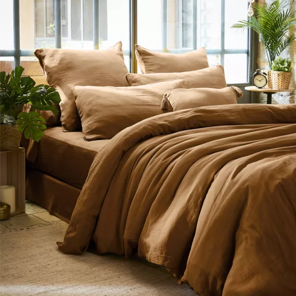 Housse de couette gaze de coton (280 x 240 cm) Ga�a Camel