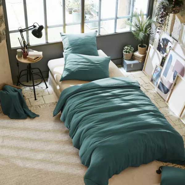 Musselin-Bettbezug (140 x 200 cm) Ga�a Petrolblau