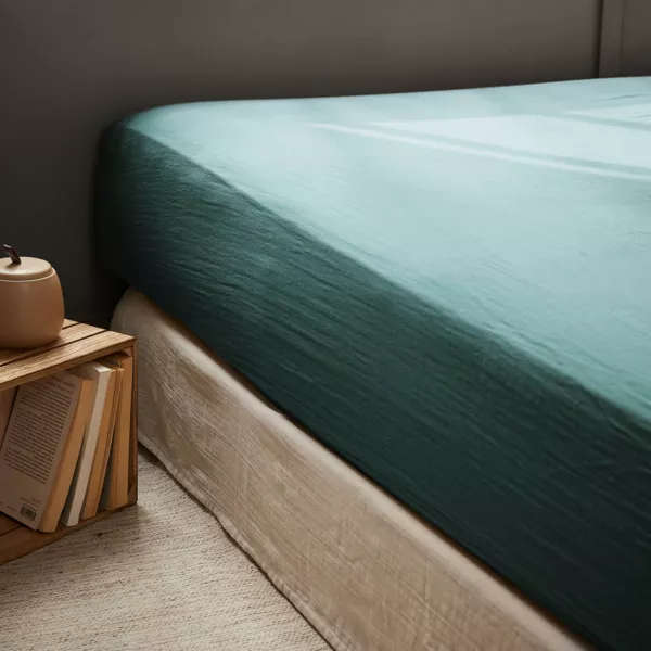 Hoeslaken Katoengaas (90 x 190 cm) Ga�a Eendblauw