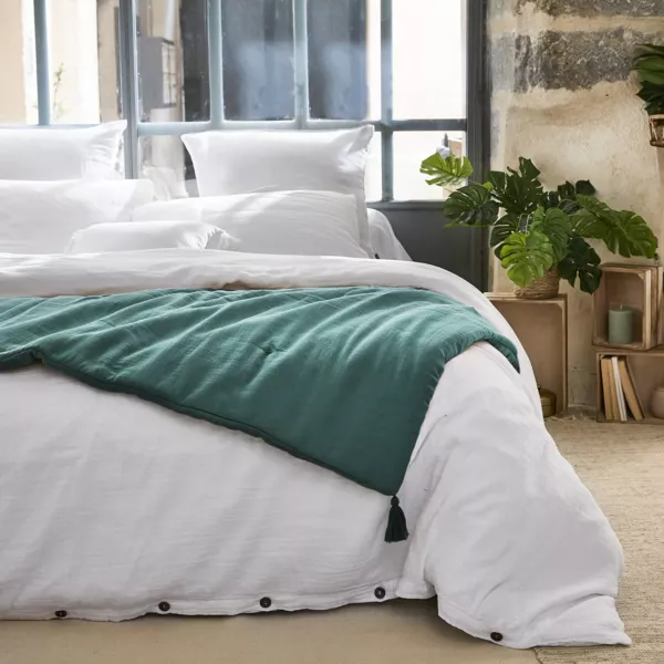 Runner letto garza di cotone (90 x 200 cm) Ga�a Blu anatra