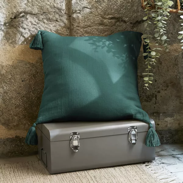 Cuscino quadrato garza di cotone (40 x 40 cm) Ga�a Blu ottanio