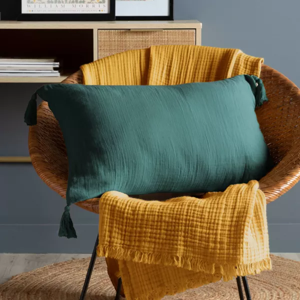 Cuscino rettangolare garza di cotone (40 x 60 cm) Gaia Blu ottanio