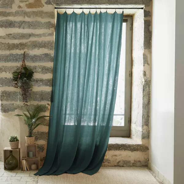 Tenda garza di cotone regolabile (140 x max 300 cm) Ga�a Blu anatra