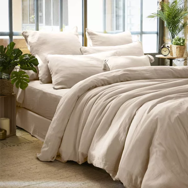 Housse de couette gaze de coton (240 x 220 cm) Ga�a Beige pampa