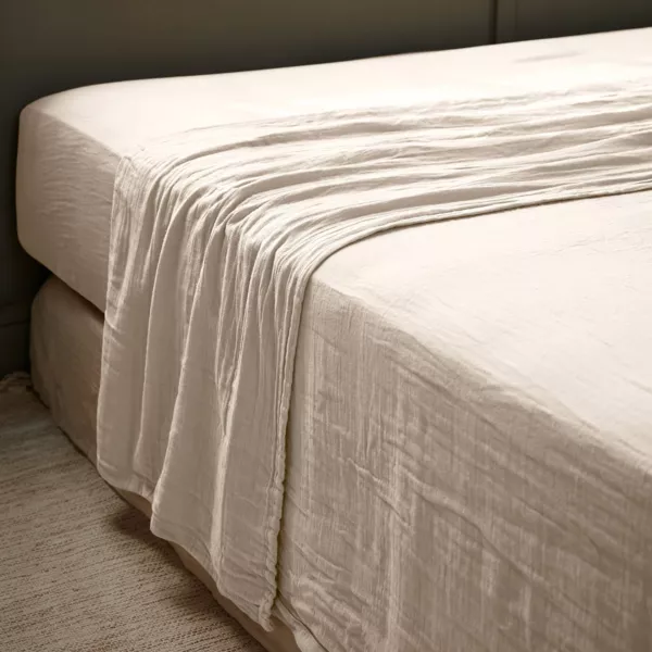 Drap plat gaze de coton (270 x 300 cm) Ga�a Beige pampa