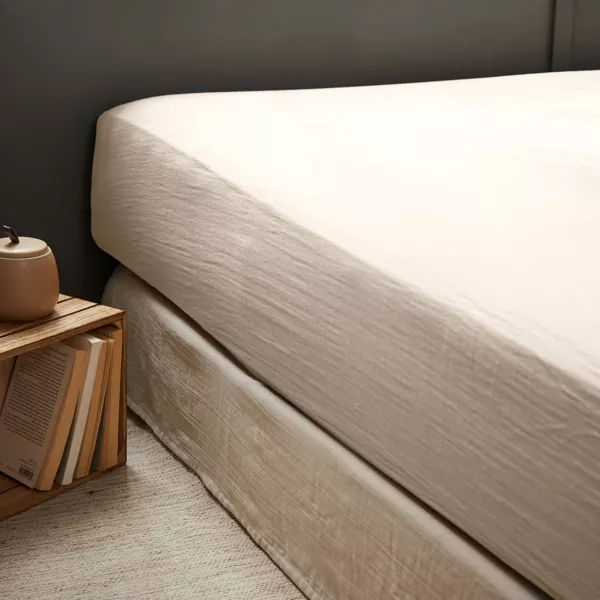 Hoeslaken Katoengaas (90 x 200 cm) Ga�a Beige