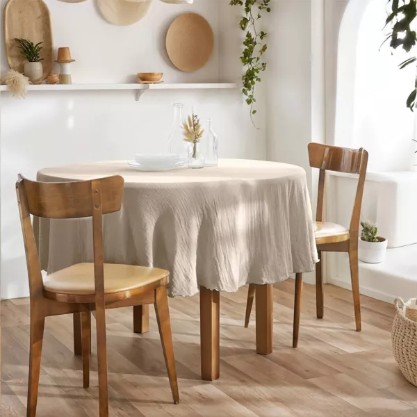 Nappe ronde gaze de coton (180 cm) Ga�a Beige pampa