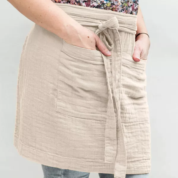 Musselin-Kochsch�rze mit Taschen Ga�a Beige