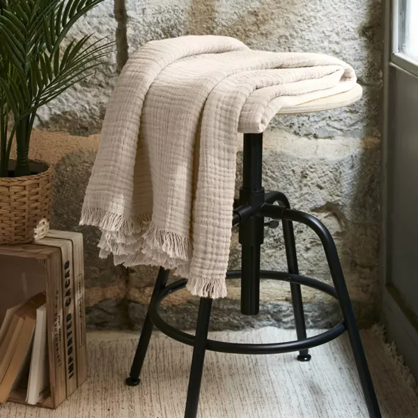 Plaid i bomuldsgaze (130 x 160 cm) Ga�a Beige pampa