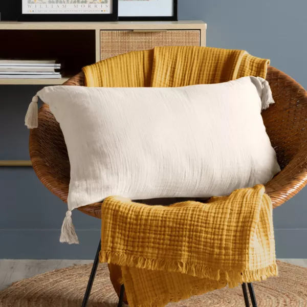 Coussin rectangulaire gaze de coton (40 x 60 cm) Ga�a Beige pampa