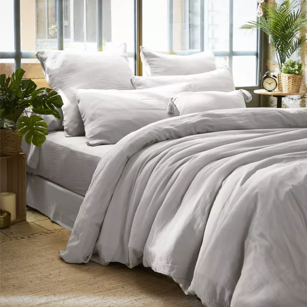 Housse de couette gaze de coton (240 x 220 cm) Ga�a Gris nuage