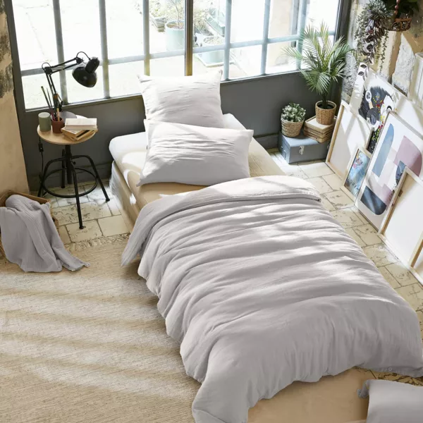 Copripiumino garza di cotone (140 x 200 cm) Ga�a Grigio nuvola