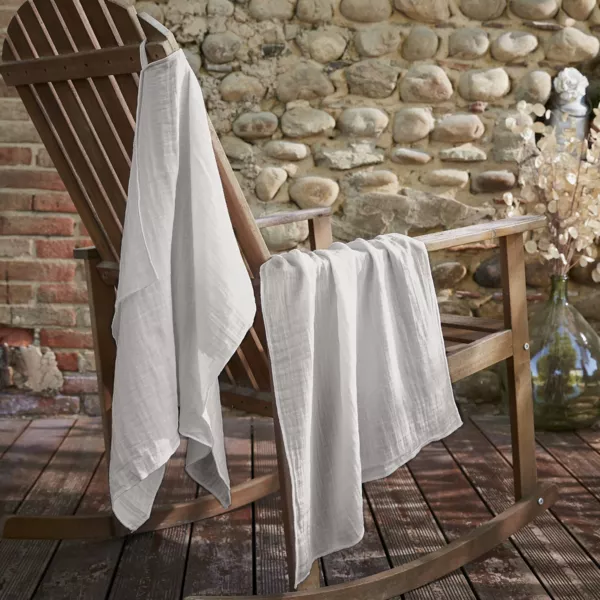 Lot de 2 essuie-mains gaze de coton (70 cm) Ga�a Gris nuage